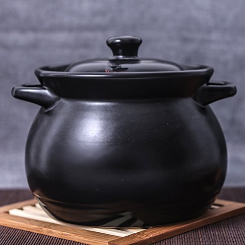 Casserole porcelain pot soup pot health pot black 3.5L