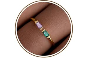 JSJOY Birthstone Rings for Women Dainty Emerald Blue Ring Birthday Gifts for Mom Her Gemstones CZ Ring for Teens Gold Rings That Don't Tarnish Adjustable Ring Jewelry Gifts