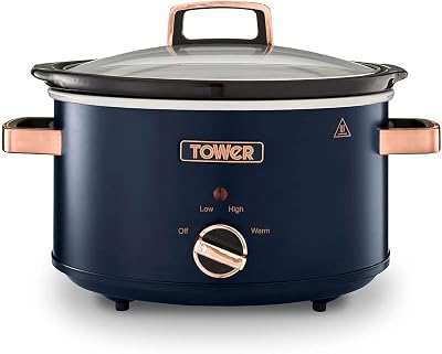 Tower Cavaletto 3.5 L Slow Cooker with 3 Heat Settings Midnight Blue Rose Gold