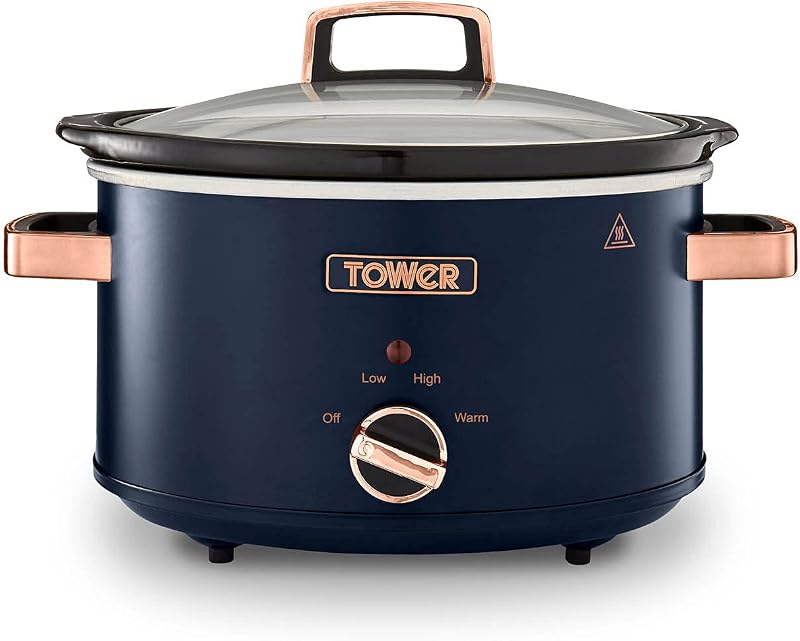 Tower Cavaletto 3.5 L Slow Cooker with 3 Heat Settings Midnight Blue Rose Gold