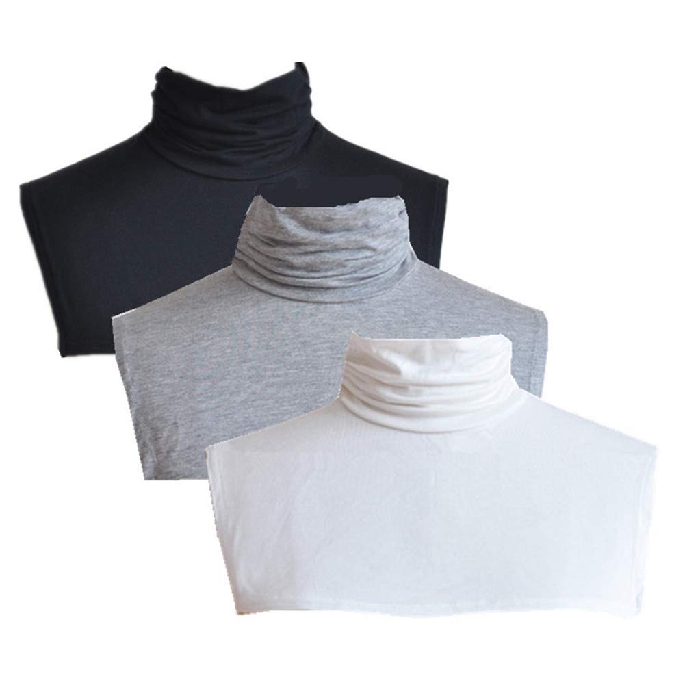 WDragon 3 Pack Women's Modal Pleated Detachable Collar Neck Dickey False Fake Turtleneck Half Top