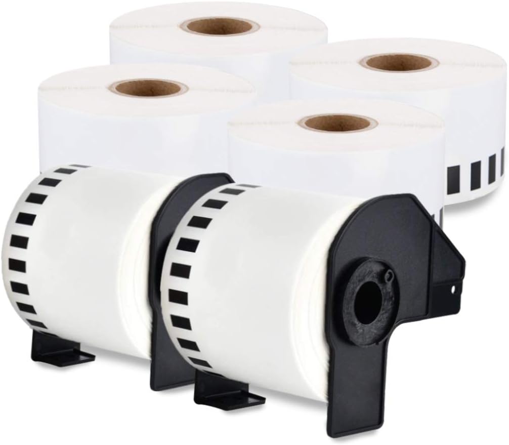 enKo - Compatible DK-2225 Continuous Paper Labels (1-1/2 Inch x 100 Feet) Compatible for Brother QL Label Printers - 6 Rolls + 2 Refillable Cartridges : Office Products