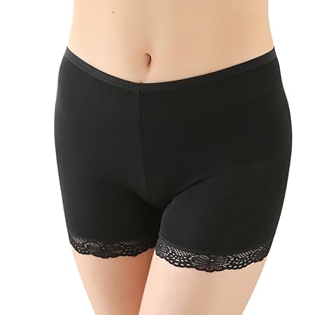 MAYOGO Große Größen Damen Kurz Leggings Strumpfhosen Sicherheitshosen mit Spitzen Kante,Frauen Solid Oversize Formende Bodys 