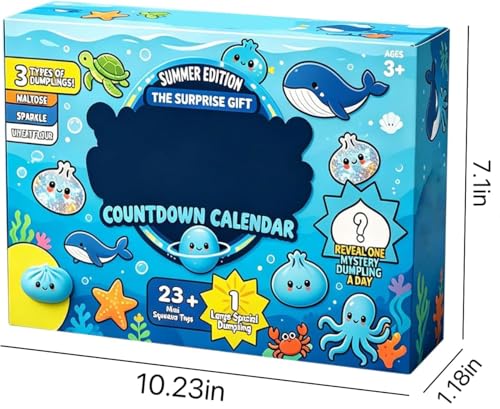 SLEEPHEAD®Dumpling Squishies, Squishies Dumpling Mystery Advent Countdown Calendar, 24 PCS Random Surprise Squishies Toys
