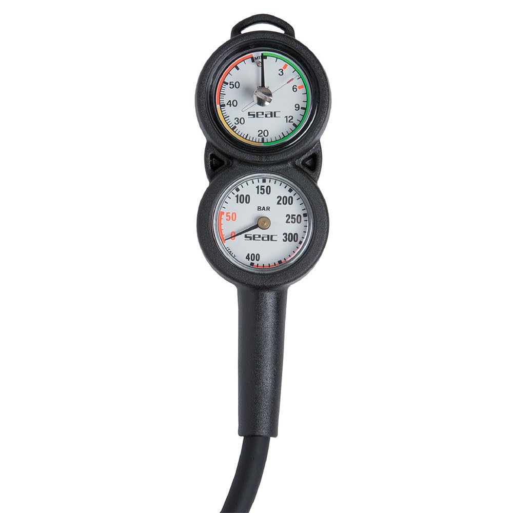 SEAC Console 2, pressure gauge and depth gauge for scuba diving, scale 0-70 mt and 0-400 bar