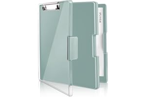 Clipboard with Storage for Office Supplies,Heavy Duty Clip Boards 8.5x11 with 2 Storage Case,Clear Visible Top Panel Storage 