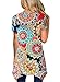 XUERRY Women Plus Size Short Sleeve Tunic Tops Loose Floral Print Shirt(Short-Multicolored,XXXL)