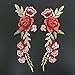C-Pioneer 2pc DIY Rose Flower Embroidery Applique Patches Sew on Clothing Accessories
