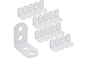 Coshar 20pcs Iron L Bracket Joint Right Angle Bracket Heavy Duty Shelf Braces for Floating Shelf Wood Table Top, White (29x29x18mm)