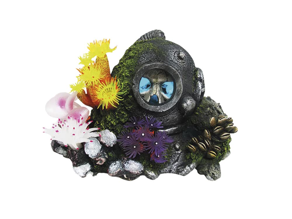 Nobby 28599 Aqua Ornaments Helmet with Skull LED 22/7 x 16/0 x 14 cm