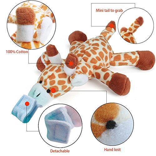 Baby Pacifier, Giraffe Pacifier Holder with Removable Plush Stuffed