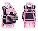 Meetbelify Rolling Backpacks For Girls School Bags with Wheels Wheeled Backpack with Pencil Case &Lunch Bag,Pink,Pack of 3