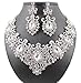 Janefashions Stunning Clear Austrian Rhinestone Crystal Necklace Earrings Set N12187 Silver