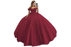 XYAYE Women's Off Shoulder Quinceanera Dresses 3D Flowers Puffy Ball Gown Lace Beaded Prom Dress for Sweet 15 16 XY069