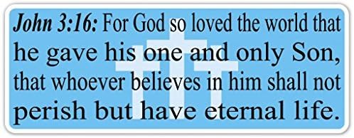 Bible John 3:16 Vinyl Decal Bumper Sticker - Perfect For Car, Wall, Window, Laptop, Motorcycle, Bike, Helmet And Any Smooth Surface 3" X 8" (Inches)