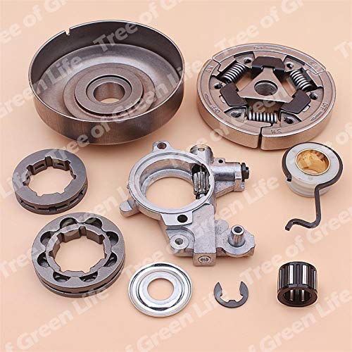 NAWQK Kupplungstrommel 3/8"8T 7T Kettenrad Rim Kit für Stihl MS361 MS 361 Ölpumpe Wurmzahnrad Kettensäge 1128 007 1000, 1128 160 2004 – Bild 5