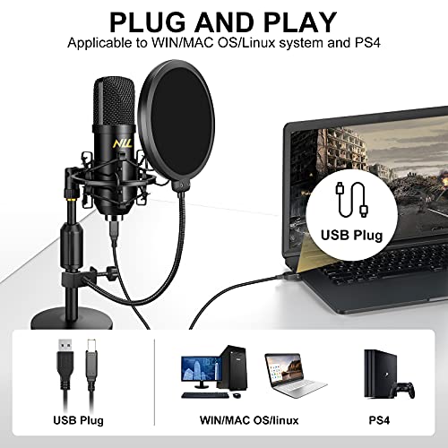 USB Microphone Studio Recording Mic Kit,192KHz/24bits NLL Condenser