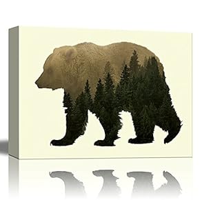 Double Exposure Graphic of a Grizzly Bear and The Woods