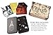 Forged Dice Co. Metal Polyhedral Dice Set of 7 - Storage Tin and Stickers - Metal Gaming Dice for RPG Games - Iron w/Red Numbers