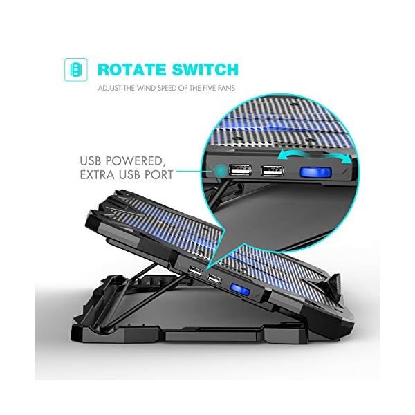 havit-Laptop-Cooling-Pad-Computer-Quiet-Cooler-with-5-Quiet-Fans-and-2-USB-Ports-Portable-Cooling-Stand-with-LED-Light-for-14-17-Inch-Laptopblue havit Laptop Cooling Pad Computer Quiet Cooler with 5 Quiet Fans and 2 USB Ports, Portable Cooling Stand with LED Light…