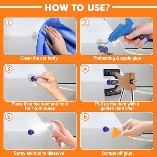 KAOLALI Body Puller Kit of 78 Paintless Dent Puller Kit - Suction Cup Body Puller for Car Dent Removal on Vehicles/Doors