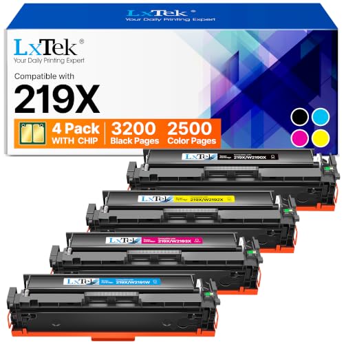 LxTek 219X Toner 219 with Chip 219A Compatible Black for HP 219X Toner Set Original for HP Color LaserJet Pro MFP 3302FDWG for HP Color LaserJet Pro MFP 3302SDWG 3302FDW 3202DW 3302 (Pack of 4)