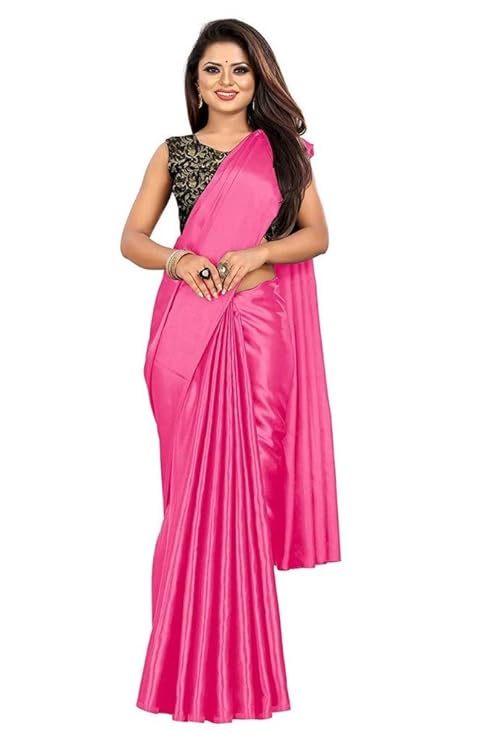 Buy JIl FASHION_Women's Chanderi Satin Silk Saree With Un-Stitched Blouse(Baby Pink) at Amazon.in