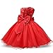 NNJXD Girl Sleeveless Lace 3D Flower Tutu Holiday Princess Dresses Size 7-8 Years Red