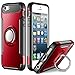 SAMONPOW Slim Fit Hybrid Dual Layer Armor iPhone 5s Case Shock Absorption Rugged Defender with Ring Holder Kickstand Drop Protection Cover Soft Rubber Bumper Case for iPhone 5 / 5s / SE - Red
