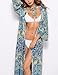 Bsubseach Womens Peacock Blue Print Bathing Suit Swimsuit Cover Up Beachwear Open Front Kimono Cardigan Swimwear Kaftan