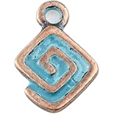 PEPPERLONELY 20PC Antiqued Copper Color Patina Alloy Spiral Rhombus Charms Pendants 13x9mm