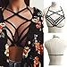 Febecool Harness Bra, Sexy Women Hollow Out Elastic Cage Bra Bandage Strappy Halter Bra Top (Large, Black)