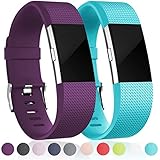 Replacement Accessories Bands for Fitbit Charge 2 (2 Pack), Plum and Teal, Large