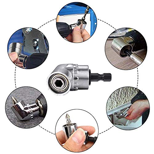 105 Degree Right Angle Screwdriver set Drill Hex Bit Socket Adapter,3Pcs 1/4 3/8 1/2" Universal Socket Adapter Set,Right Angle Drill+Impact Grade Driver Sockets Adapter Extension Set Drill Bit - Thumbnail 6