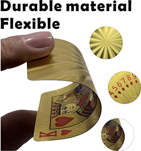 Kxlody Playing Cards ,Radiation Sensation Design Cool Gold Foil Plastic Poker Cards Waterproof Deck of Cards with Gift Box,Suitable for Party Games and Entertainment (Gold-Radiation)