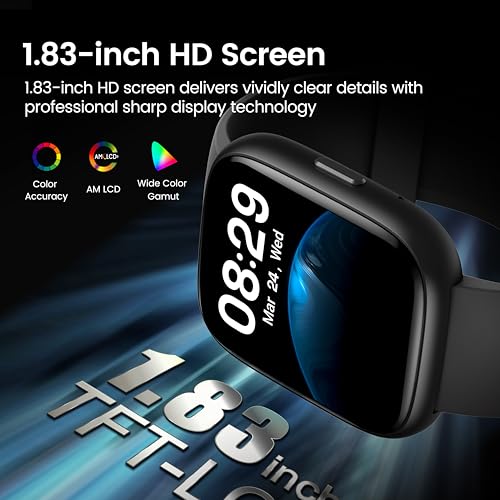 Smart Watch with Alexa Built-in, 1.83" HD Fitness Watch with Bluetooth Calling, New Smartwatch with Heart Rate/Sleep Monitor/Stress, 110+ Sports Modes, IP68 Waterproof Activity Tracker for Android iOS