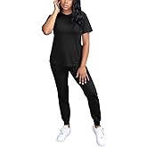 HBQ Women 2 Piece Outfits Summer Sweatsuits Biker Short Workout Jogger Sets