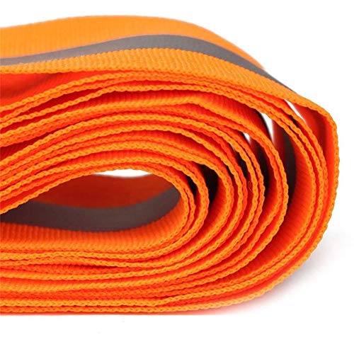 High Visibility Reflective Fabric Ribbon for Cothing Safety Fabric Gear Webbing Trim Strip 4cm/1.57" (Orange, 5 Yards)
