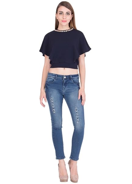 party wear crop top with jeans