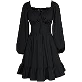 Scarlet Darkness Womens Corset Dress Long Lantern Sleeve Off The Shoulder Mini Dress