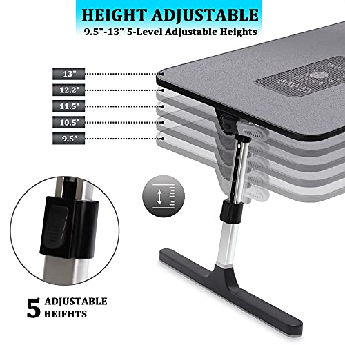 Home Office Lap Desk with USB Fan, Height & Angle Adjustable Foldable