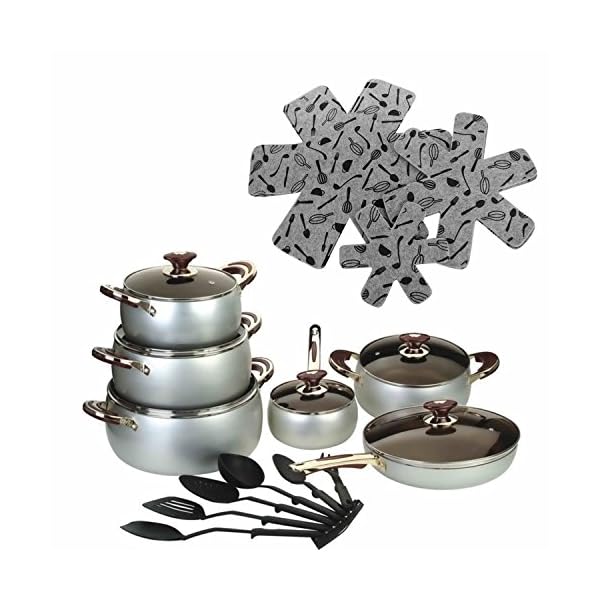 ASSIS Pan Protectors and Pot PadsSet of 6 Gray Print Premium Divider