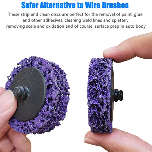 10 Pcs 2" Purple Extra Coarse Paint and Rust Stripper Brush, Quick Change Strip & Clean Discs for Metal Wood Fiberglass - Thumbnail 5