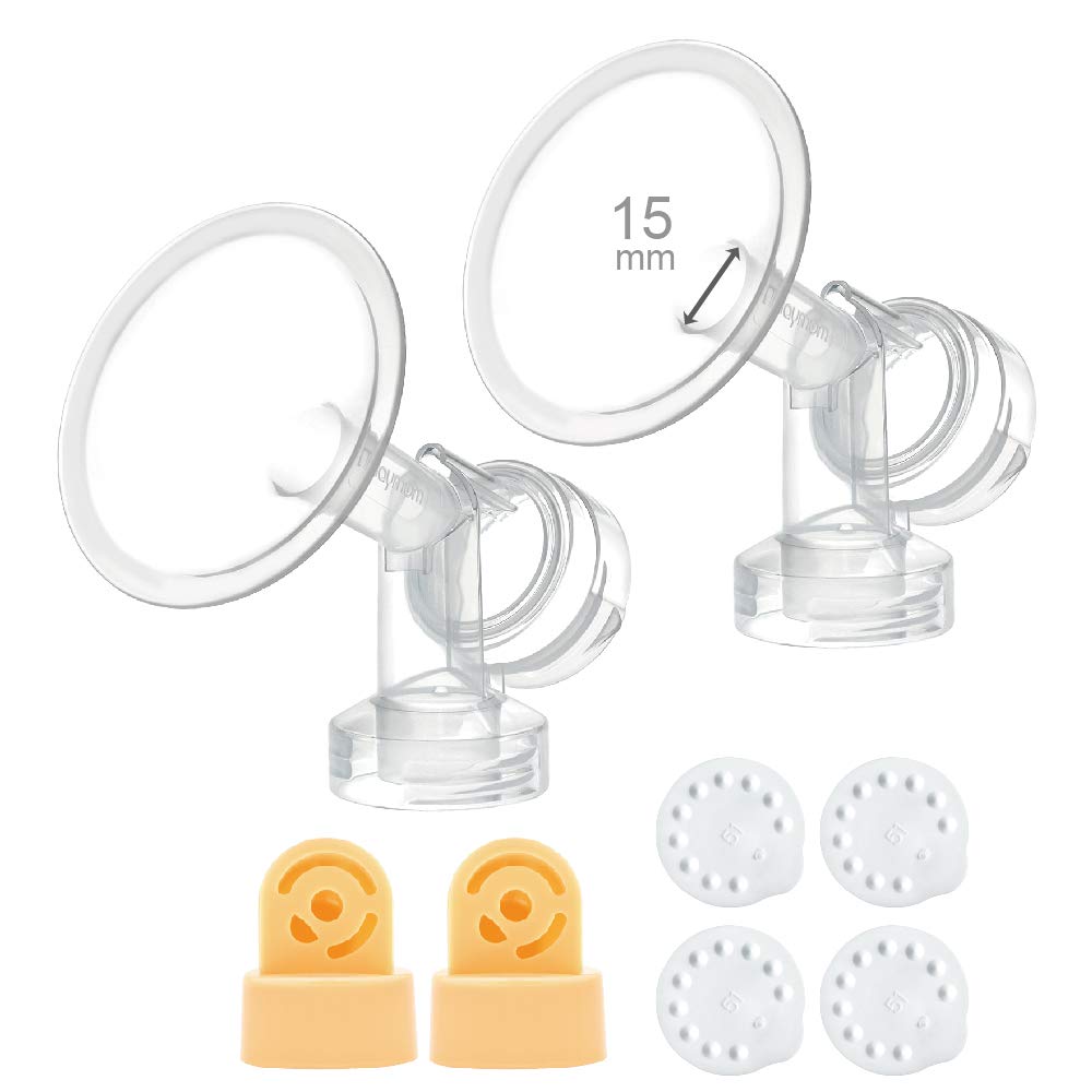 One-Piece Breast pad with Valve and Membrane for Medela Breast Pumps; Made by Maymom (Breast Shield 15 mm (Nipple Diameter 15 mm))
