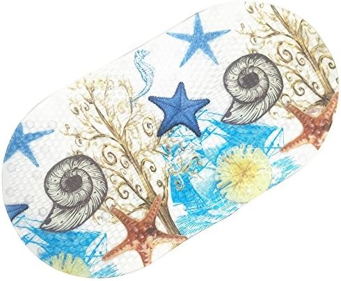 Nihoooo Baby Kids Bath Mat for Tub - Colorful Sea Non Slip Sticker Shower Mats For Bathtub/Bathroom - Durable Mildew Resistant Anti Bacterial PVC(Starfish)