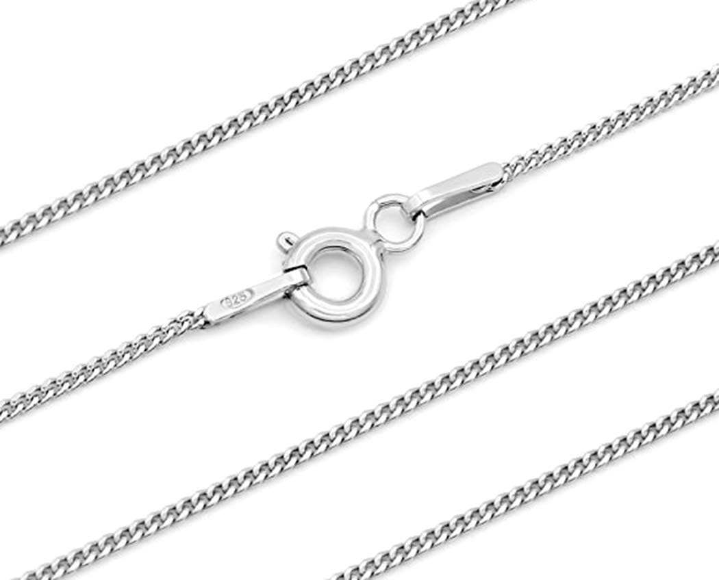 Solid Genuine Italian 925 Sterling Silver 1.1mm Diamond Cut Curb Chain /16"/18"/20"/22"/24"