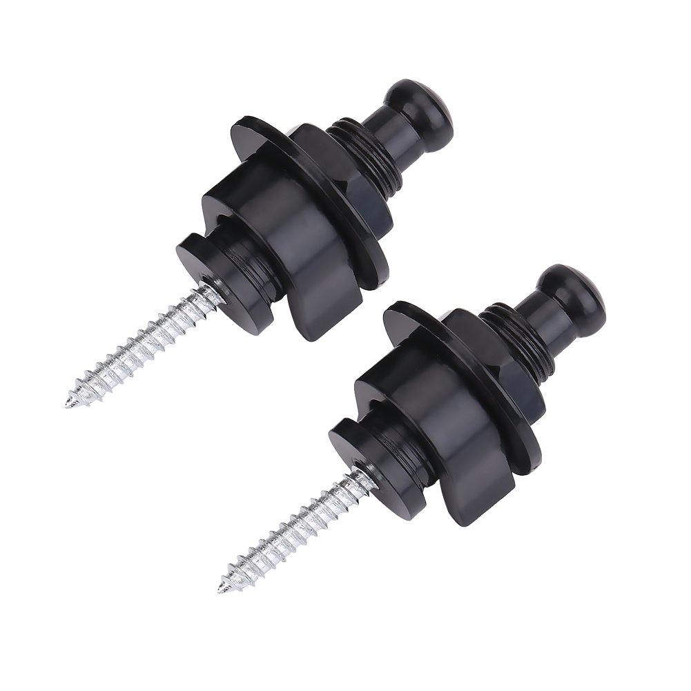 Dilwe Strap Locks for Guitar, 2Pcs Secure Strap Buttons, Universal Fit Electric/Acoustic/Bass Guitar (Black)
