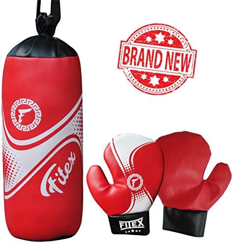 FITEX Kids Punch Bag with Boxing Gloves Set for boys and girls Twins Kickboxing Punching Training - Hook and Jab MMA Punch Thai Strike Bag LONG LASTING Martial.