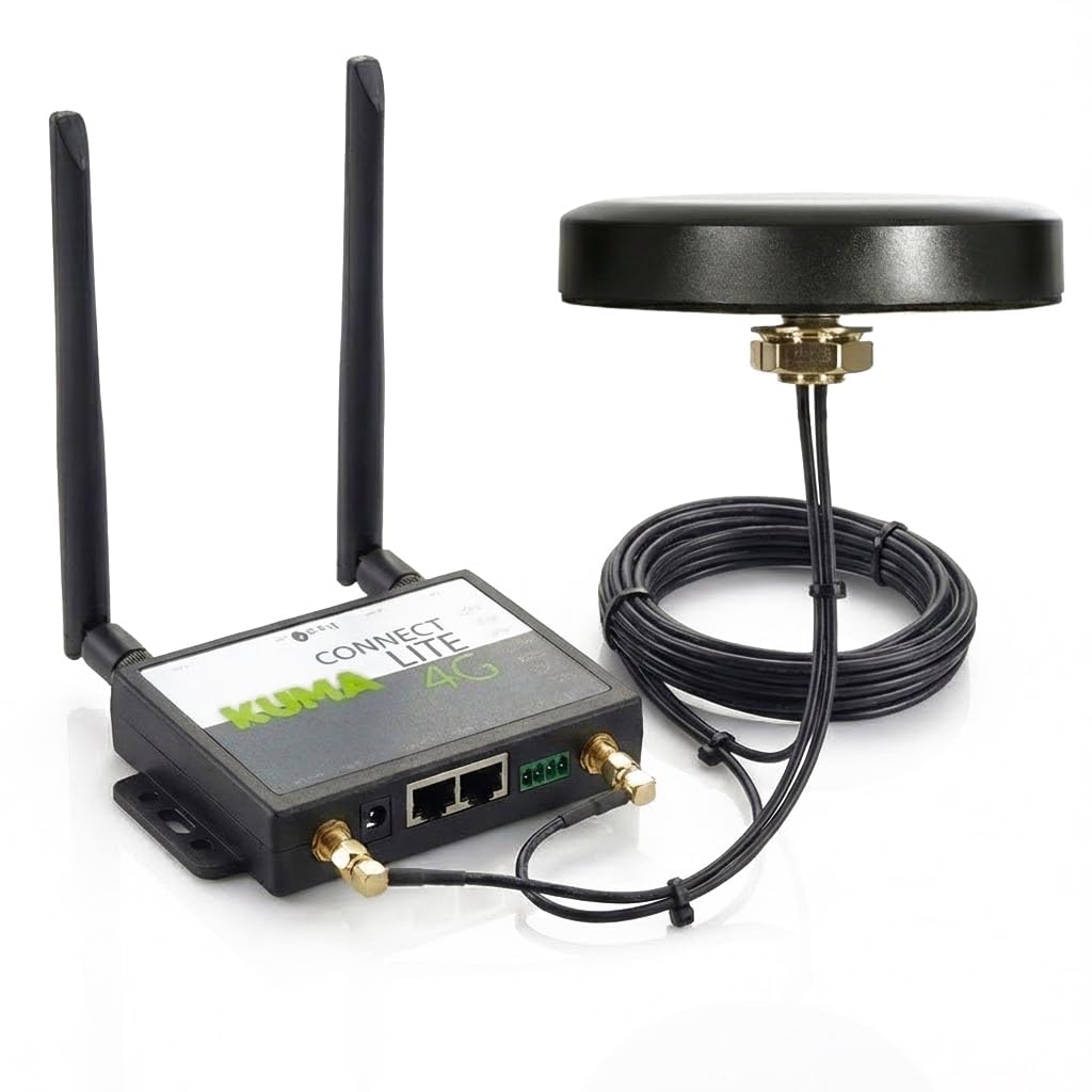KUMA CONNECT PRO Unlocked 4G Router with SIM Slot (150Mbps Kit) | High-Gain MiMo Outdoor Antenna for Caravan, Motorhome, Boat WiFi | Connect 32 Devices | UK/EU Mobile Internet Hotspot - 12V & 240V