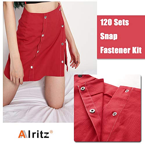 120 Set Leather Snap Fasteners Kit, 12.5mm Metal Button Snaps Press